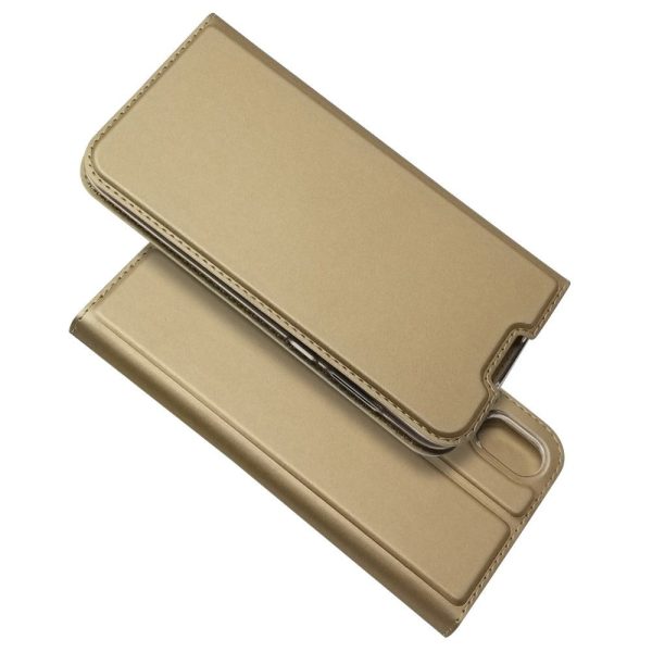 Huawei Y5 (2019) Slim Læder Flip Cover m. Kortholder - Guld on Sale