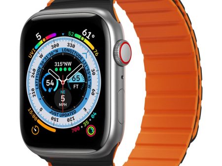 Apple Watch (38 40 SE 41 42mm) Dux Ducis LD-Series Magnetisk Silikone Rem - Sort   Orange Sale