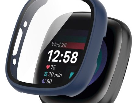 Fitbit Versa 4   Sense 2 Hård Plast Cover m. Indbygget Skærmbeskyttelse - Blå Online