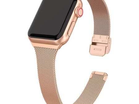 Apple Watch (38 40 SE 41 42mm) Tech-Protect Thin Milanese Rustfri Stål Rem - Guld Supply