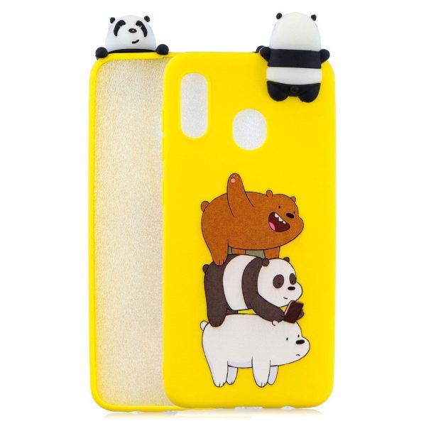 Samsung Galaxy A30 Fleksibelt Plastik Cover 3D Panda og Bjørne Online Sale