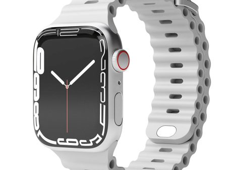 Apple Watch (38 40 SE 41 42mm) Vonmählen Wave Band Silikone Rem - Grå For Discount