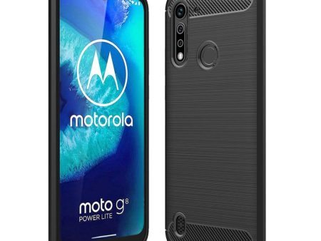 Motorola Moto G8 Power Lite Brushed Carbon Fibre Fleksibelt Plast Cover - Sort Sale