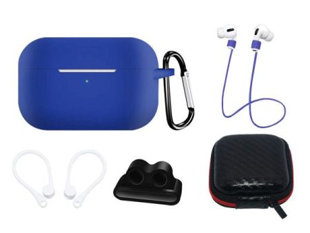 AirPods Pro (1 & 2. gen.) Hurtel Silikone Case Sæt m. Etui, Neck Strap & Ear Hook - Blå Online