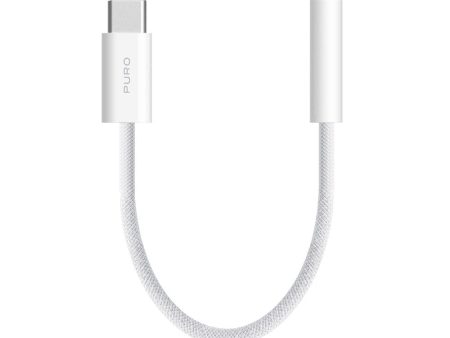 Puro Flettet Adapter USB-C til 3,5 mm Jack - 15 cm - Hvid Cheap